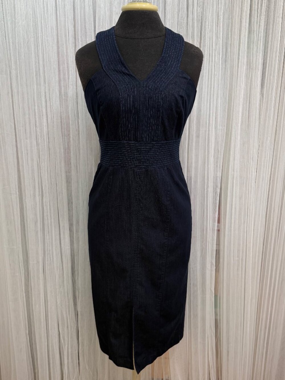 New York & Company Stretch Denim Sheath Dress Women's Size 4 Dark Wash Career